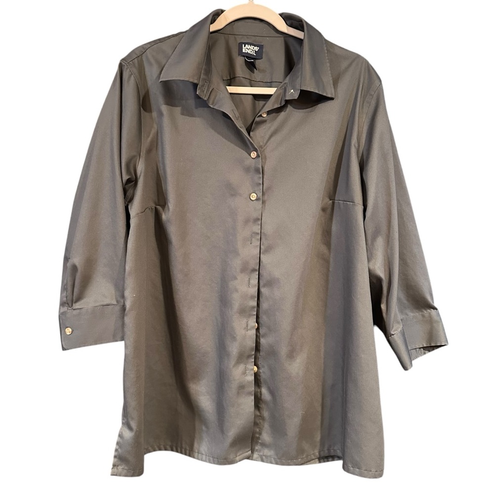 Lands End women’s button up 3/4 sleeve blouse size 18 100% cotton OEKO-TEX